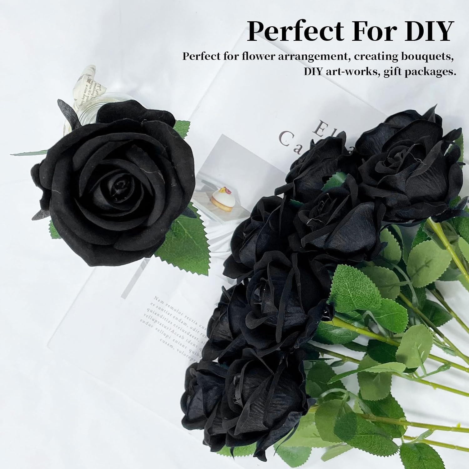10 PCS Artificial Roses with Long Stems Silk Flowers Realistic Foam Flowers Fake