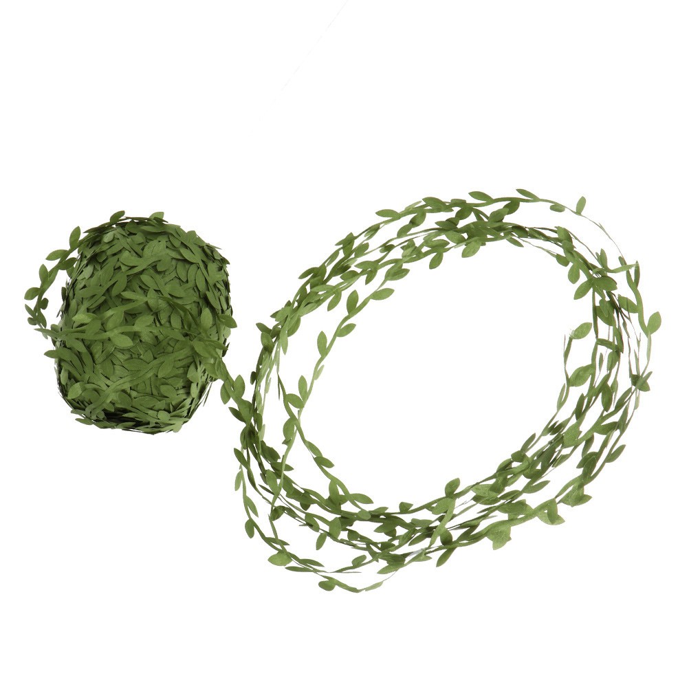 1Pc Simulation Rattan Adornment Green Leaf Garland for Holiday and Home Decor