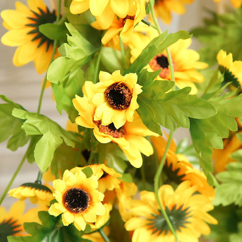 240cm Artificial Silk Sunflower Ivy Vine with Green Leaves Hanging Garland
