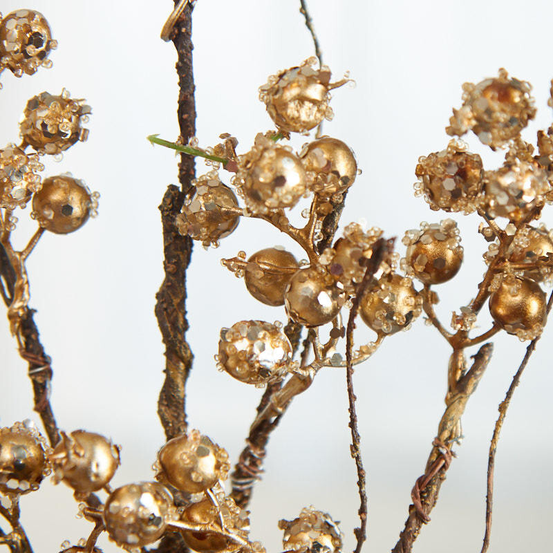 Package of 2 Brass Glittered Artificial Berry 26″ Floral Sprays