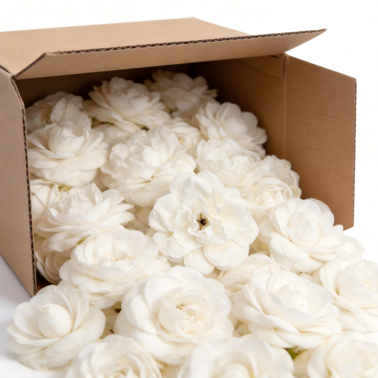 50 PCS Artificial Silk Roses Flower Heads for Wedding Decorations White DIY
