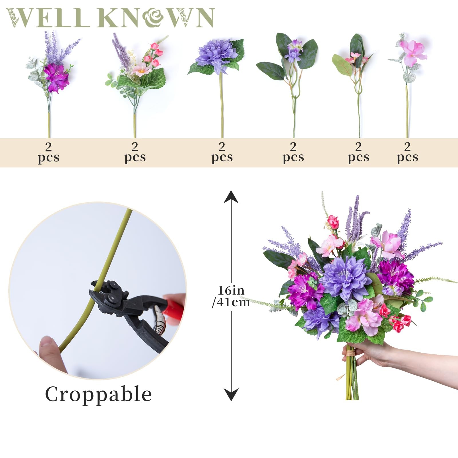 Artificial Flowers Bouquet, Fake Flowers for Vase, Silk Faux Flowers DIY Tabl…