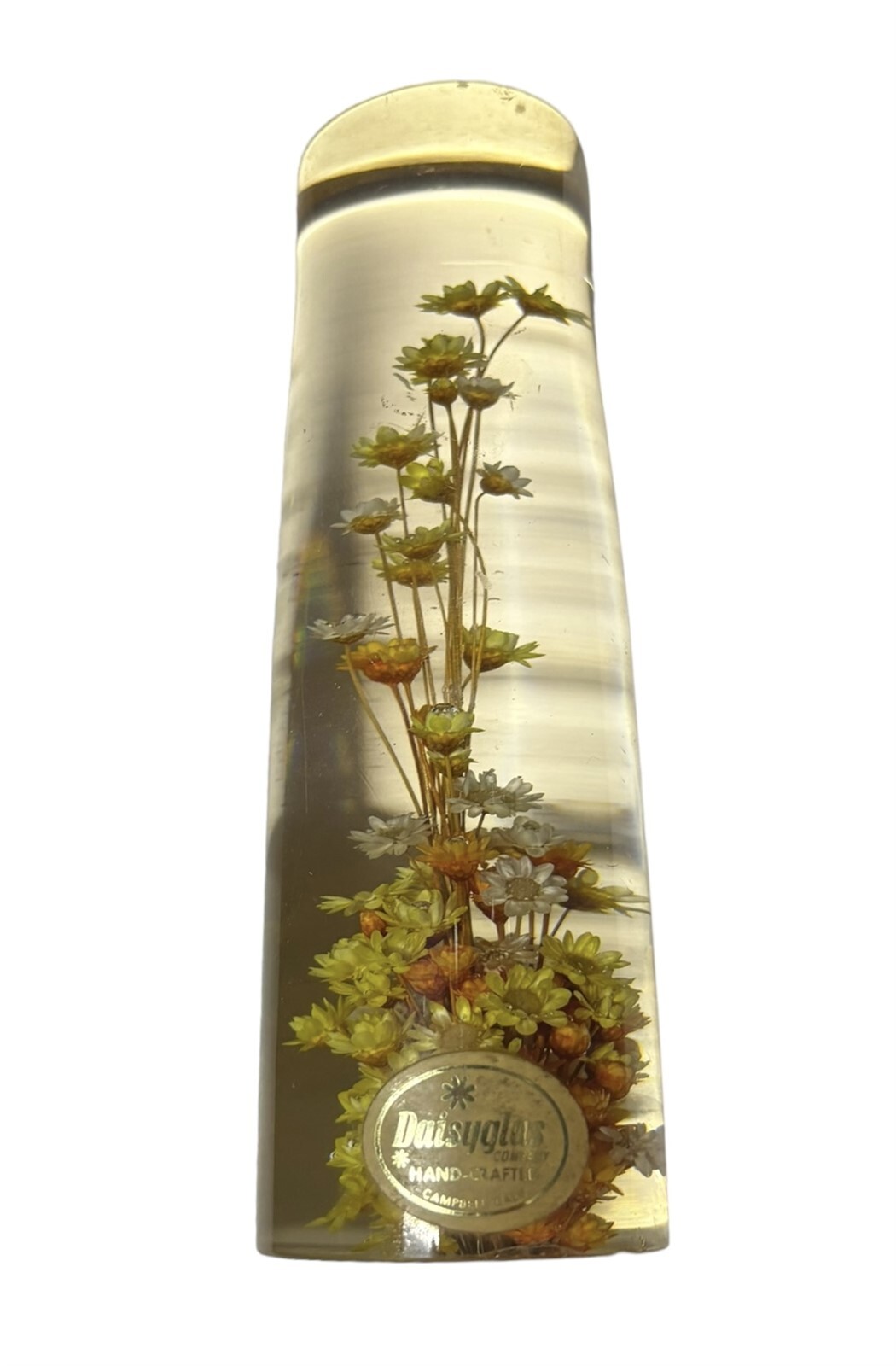 Lucite Daisies Flower Tower Home Decor Daisyglas Yellow Orange Gold
