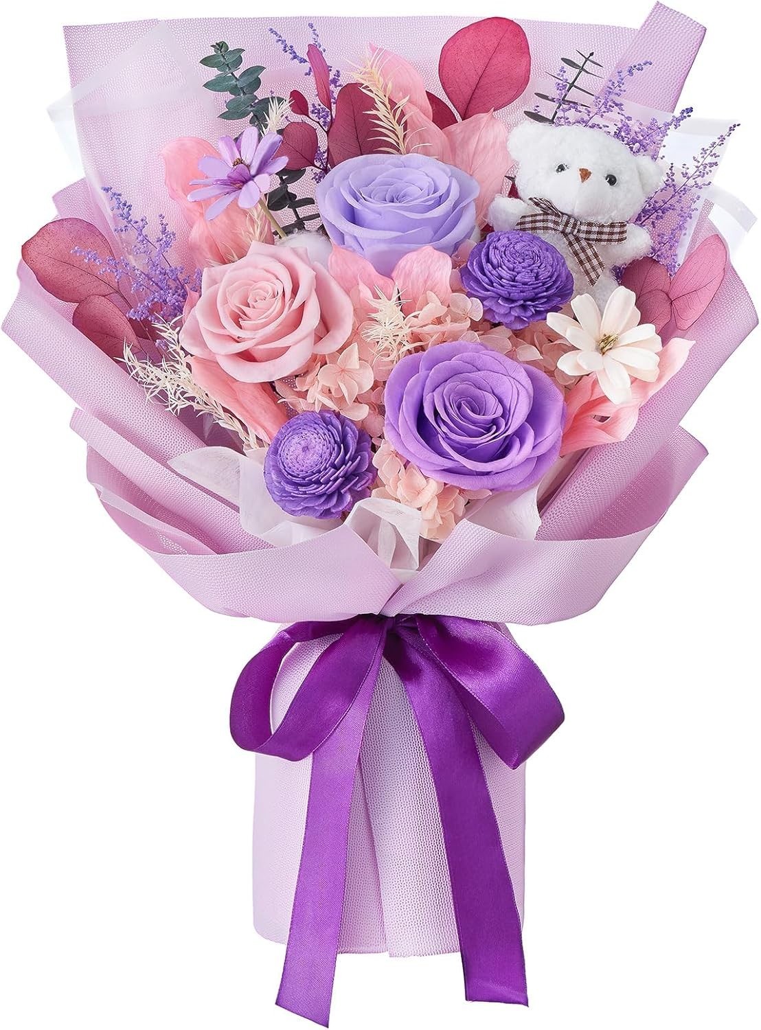 Forever Flower Bouquet Flowers for Delivery Prime Preserved Roses with Bear Gift