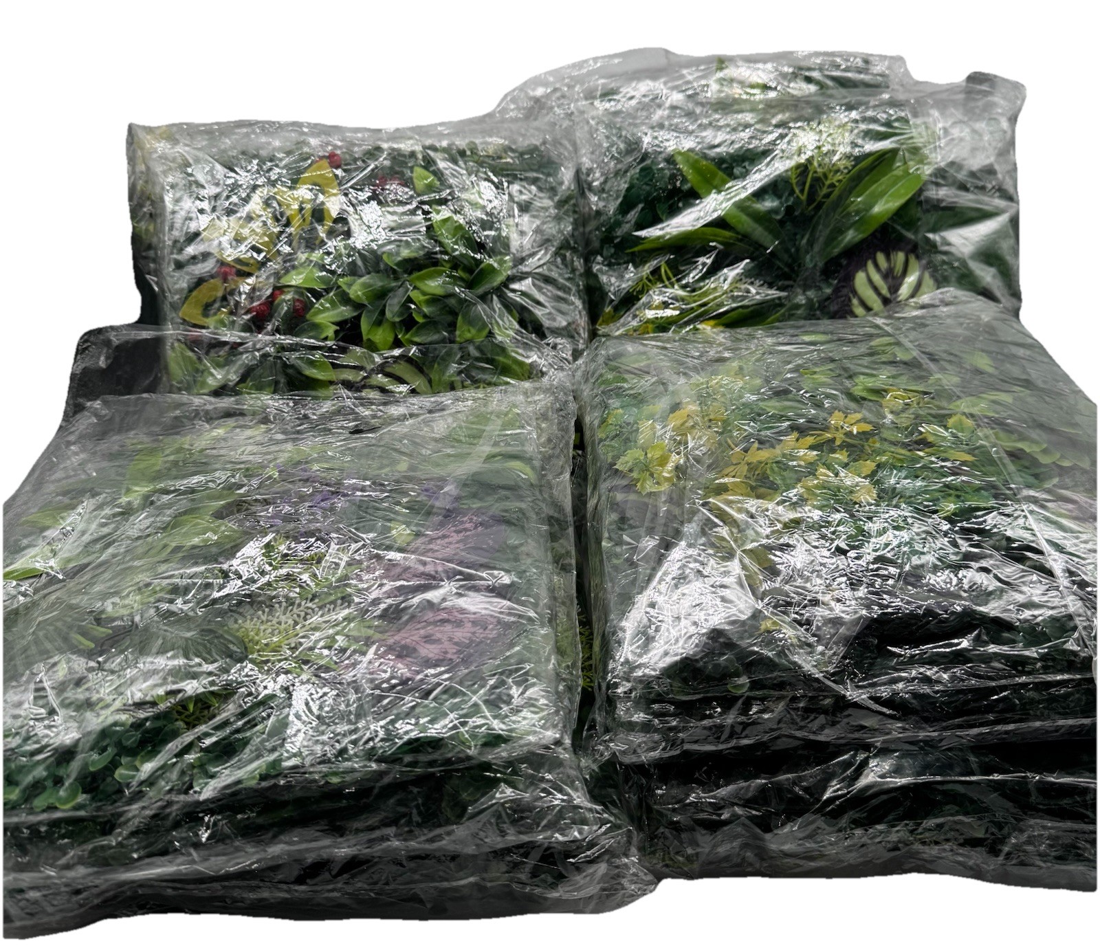 Artificial Green Plant Wall Panels Pack of 2 Faux Grass Flower Decor