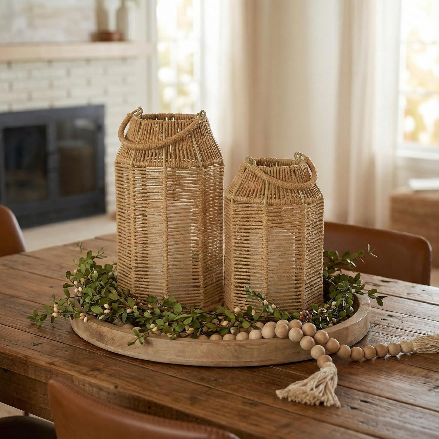 Natural Jute Boho Lanterns Handcrafted Chic Decor to Enhance Your Home Modern