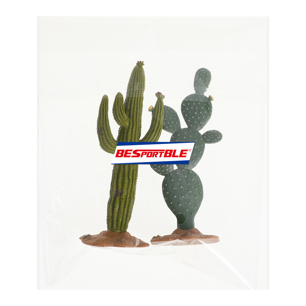 2 Pcs Decorative Cactus Artificial Plants Model Office Fake Greenery Décor