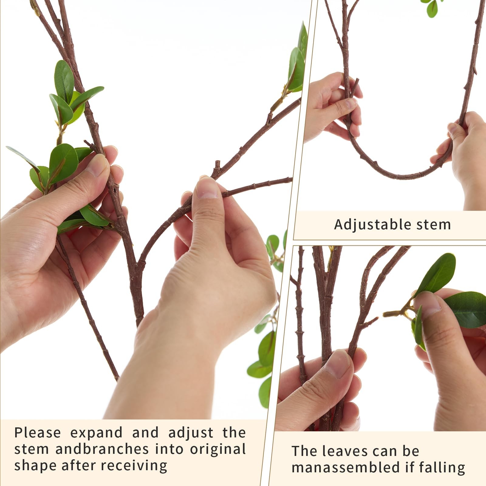 4Pcs Realistic Artificial Greenery Stems – 43″ Faux Branches for Vase,Tall Fa…