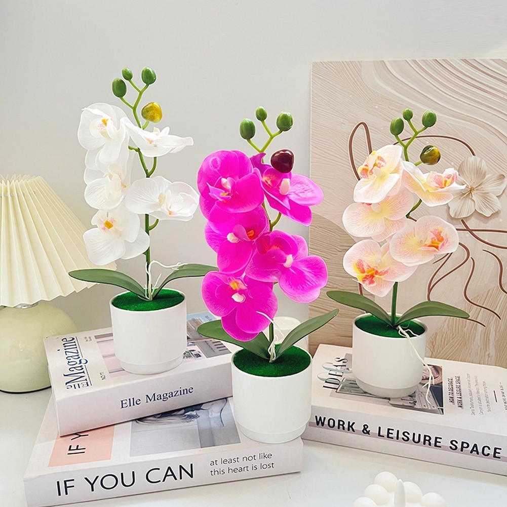 for Nordic Style Phalaenopsis Artificial Flower Potted Plant for Bedroom Decor