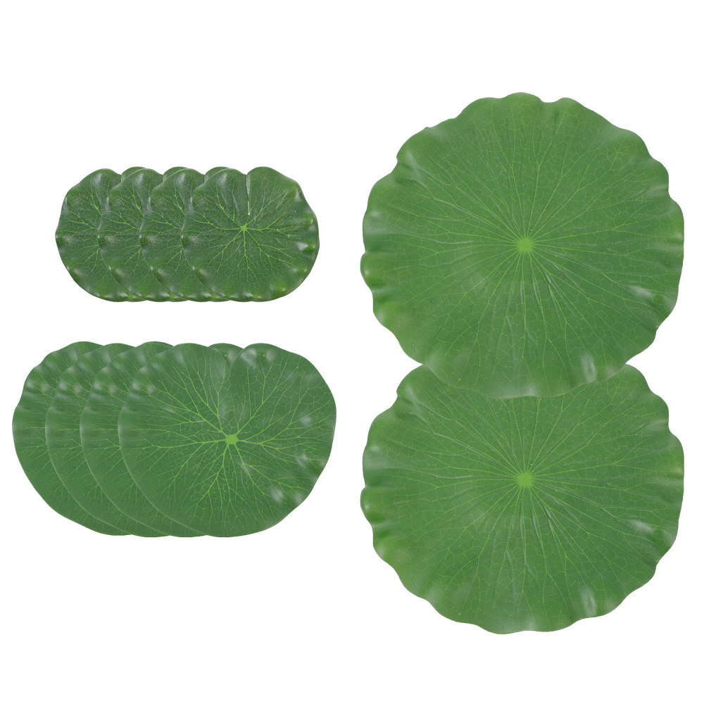 Set of 2 Simulated Lotus Leaf Decoration Artificial Leaves Aquarium Plants Fake