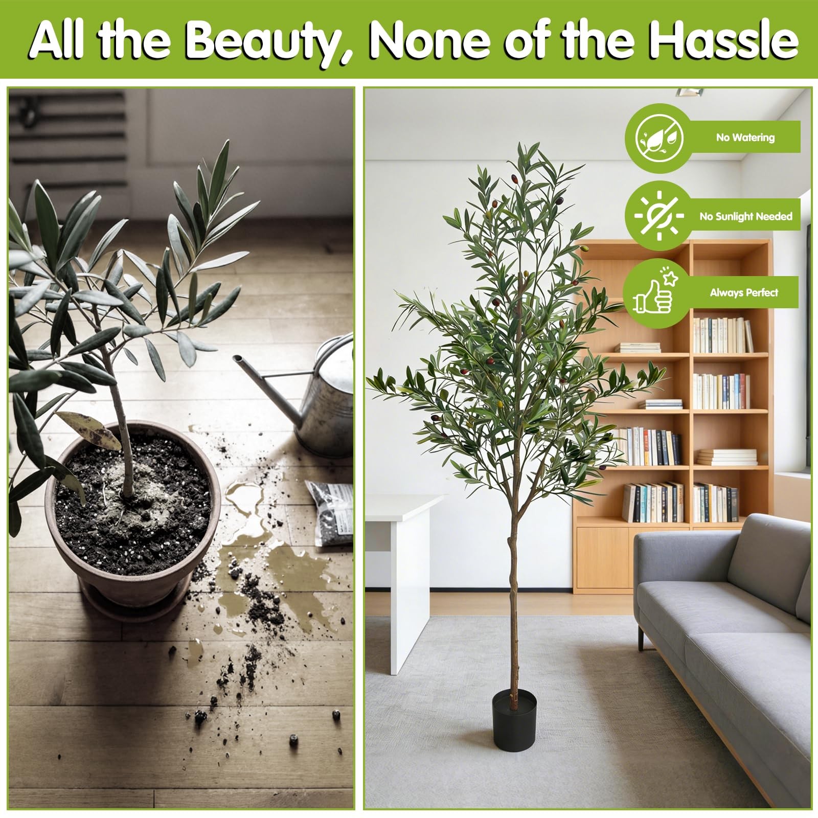 5FT Artificial Olive Tree Indoor Realistic Faux Tall Plant Home Decor 1 PCS