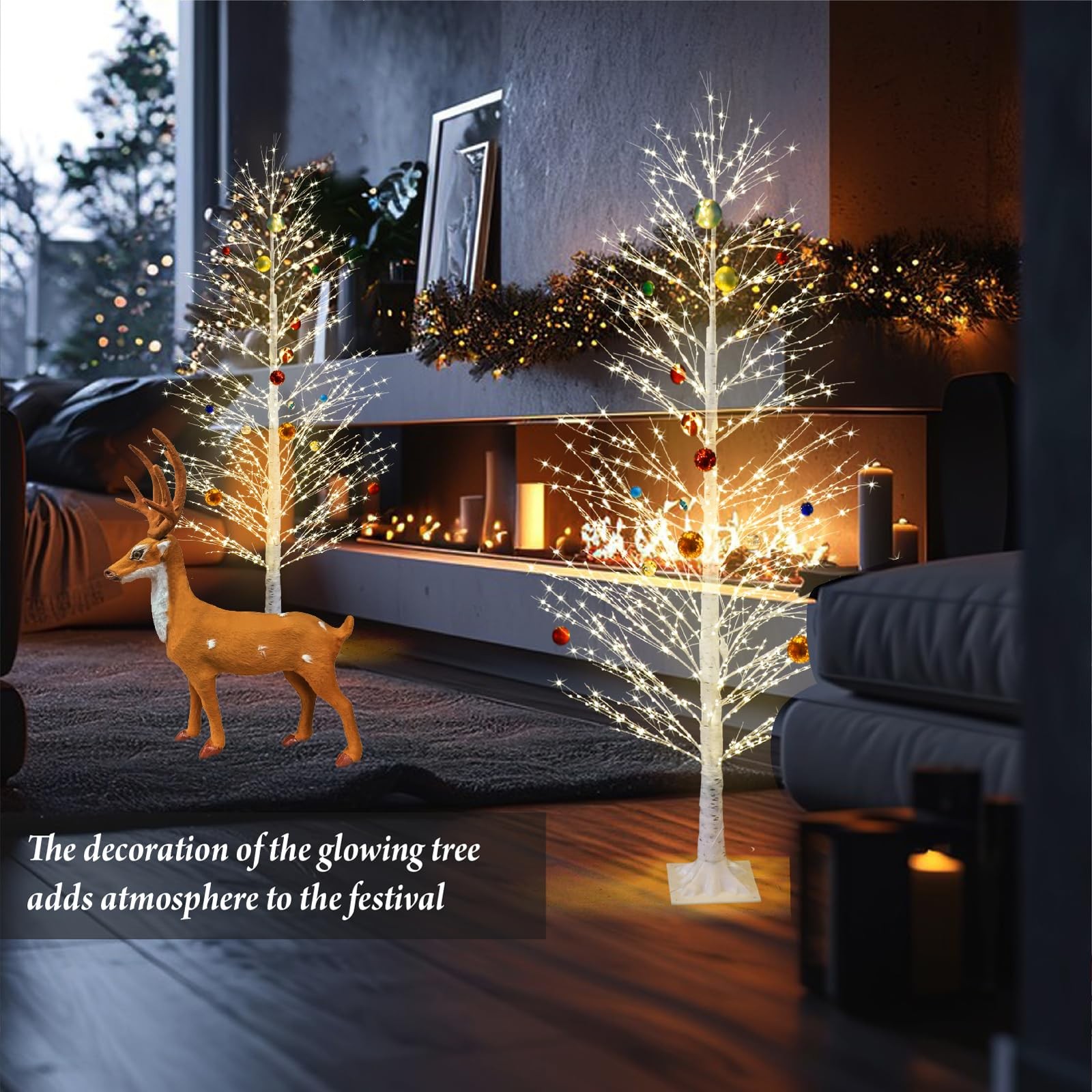 6FT Enchanting Birch Tree with 1300 LED Lights, Twinkle Light White Christmas…