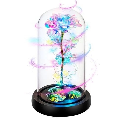 Enchanting Glass Dome Rose with LED Light – Perfect Gift for All Occasions