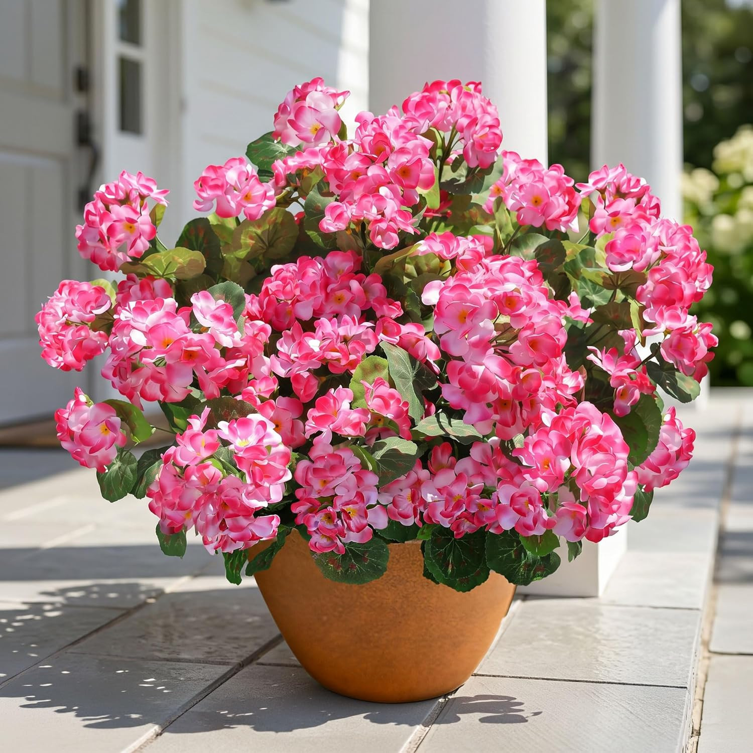 Artificial Geranium Fake Flowers for Outdoors Decoration, 6 Bundles Silk Geraniu