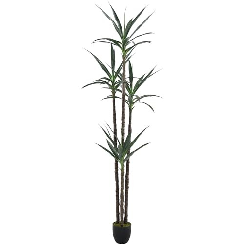 Artificial Tree Faux Agave Plant with 60 Leaves and 4 Realistic 7ft Green
