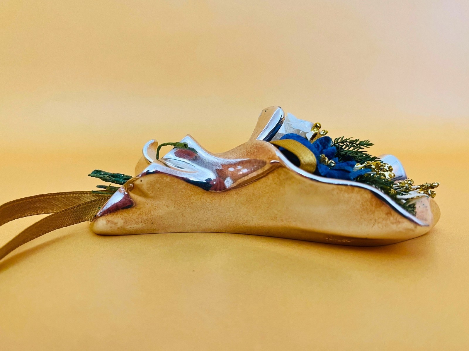 Jewelry Home Deco Vintage Italian ARDÈ Laminato AG Floral Jewel Preserved Flower