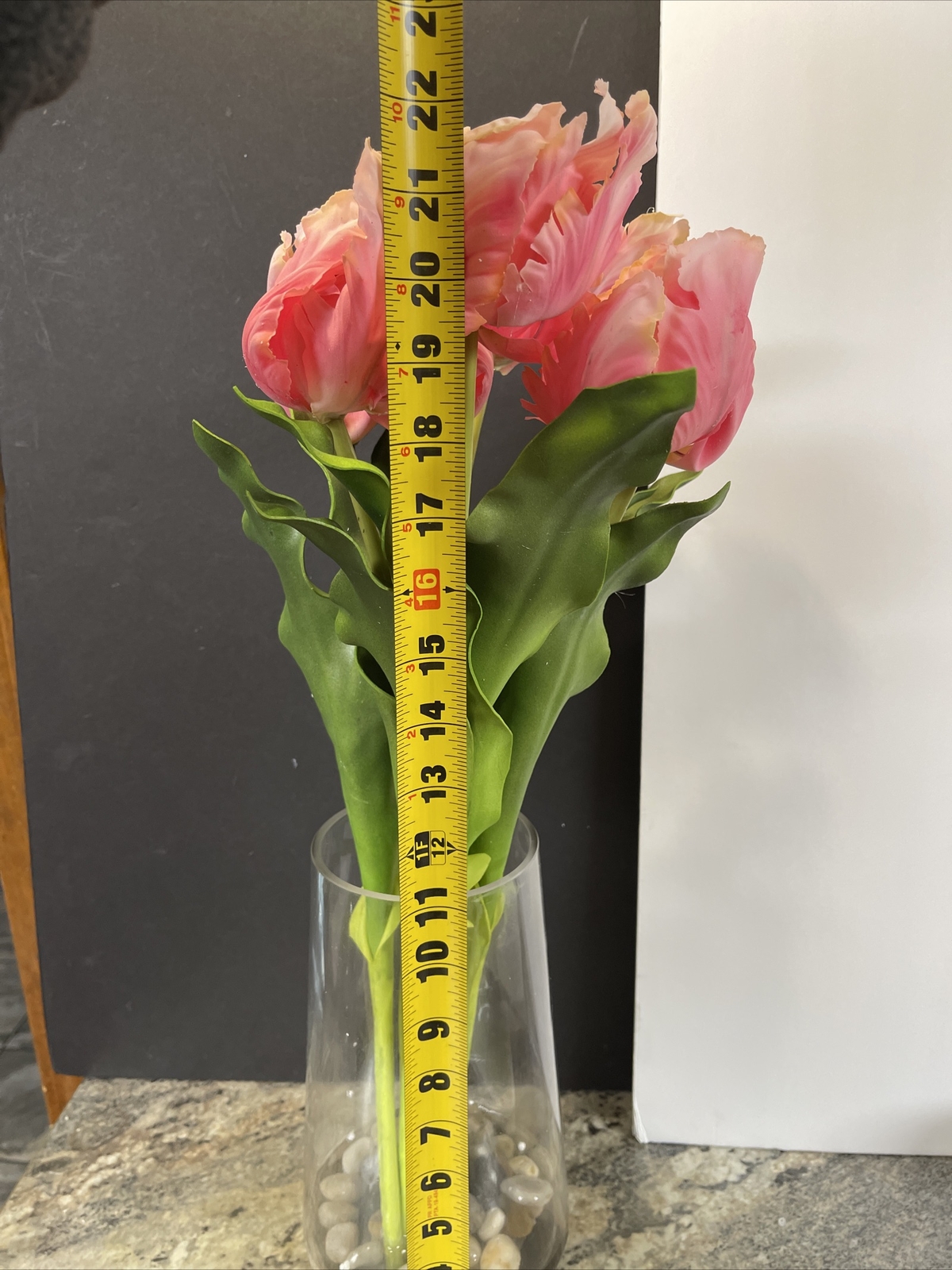 23” Real Touch Parrot Tulips Bouquet Water Vase Pink Flower Valerie Parr Hill