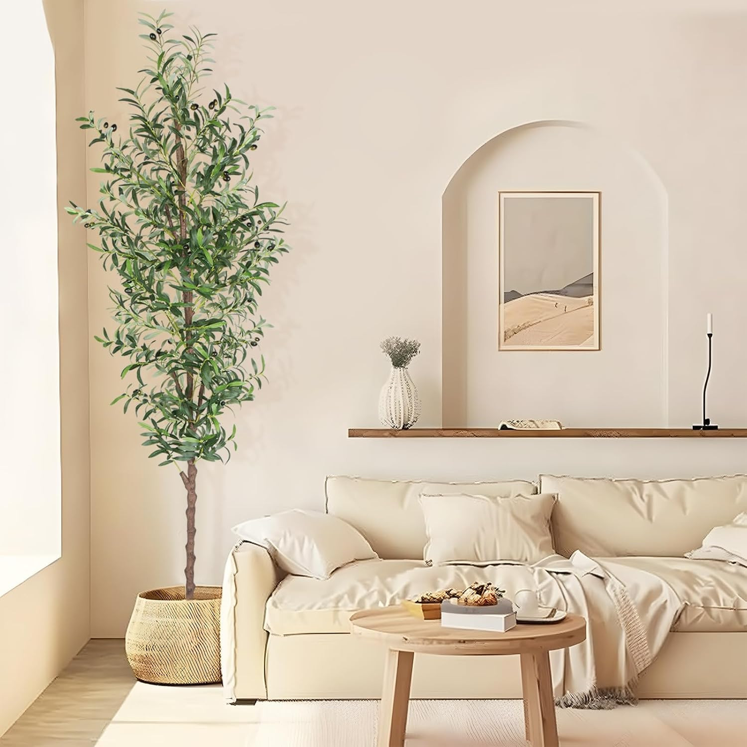 Artificial Olive Tree, 6FT Tall Faux Olive Trees 72In Outdoor Fake Potted Silk P