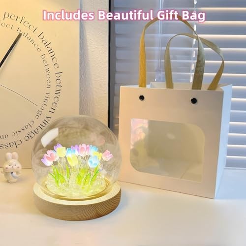 Valentines Day Gifts for Wife Her,Tulip Night Light Cordless Small Multicolor