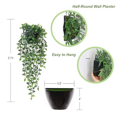 Artificial Hanging Plants,Pack Fake Wall Plants,Faux 2 5.8″dia-wall Planter