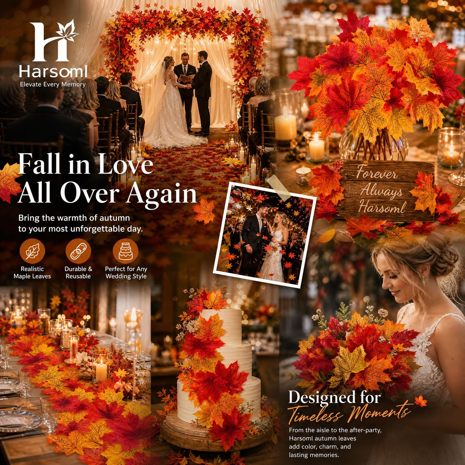 200 Pcs Artificial Maple Leaves for Fall Decor, Mixed 4 Colors