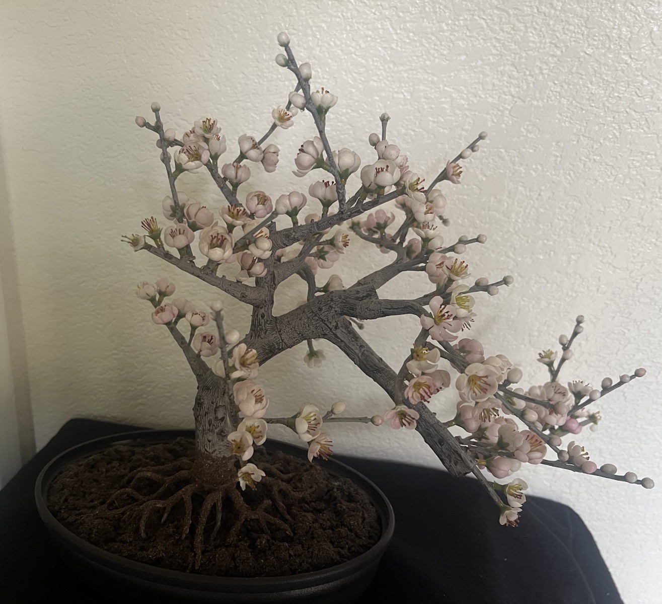 15” Cherry Blossom Bonsai Styled Artificial Tree w/Decor Planter
