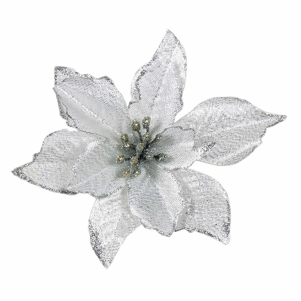 12Pcs Glitter Christmas Flower Tree Hanging Ornaments Festival Xmas Decor Prop
