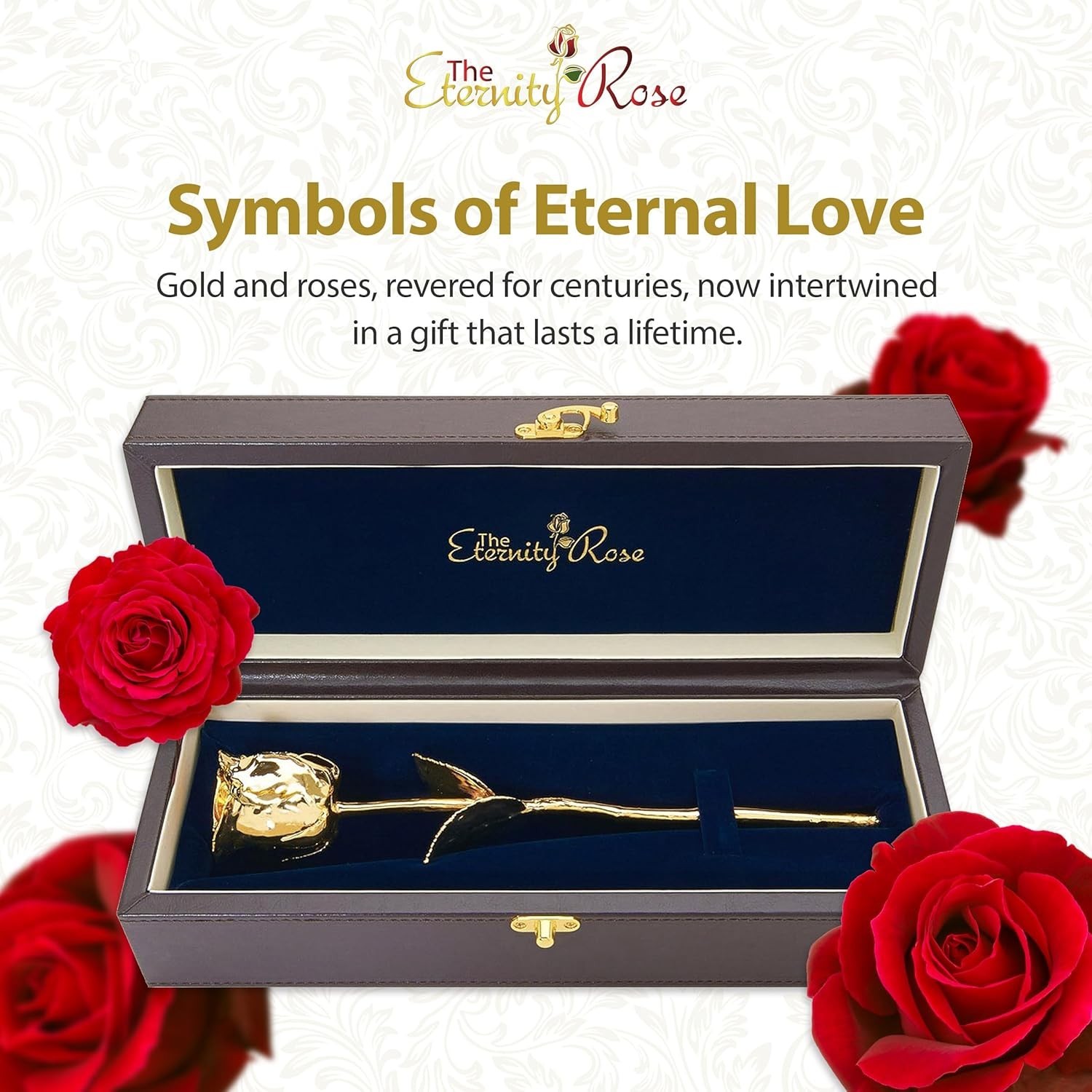Gold Dipped Rose 24K, Romantic Gifts for Her, Real Preserved Flower, 11.5″, Anni