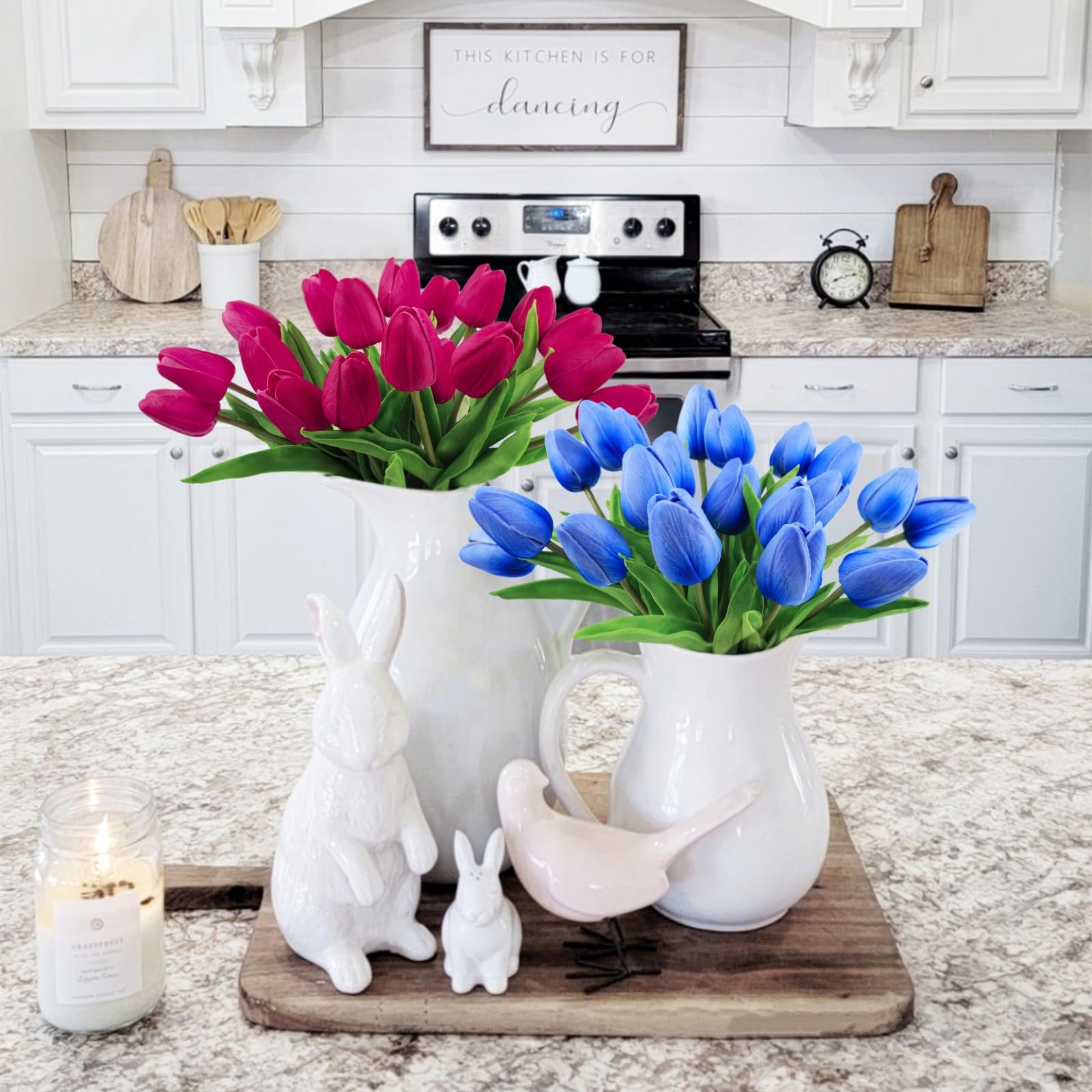 18pcs Tulips Artificial Flowers Faux Tulip Real Touch Fake Flowers Bouquets A…