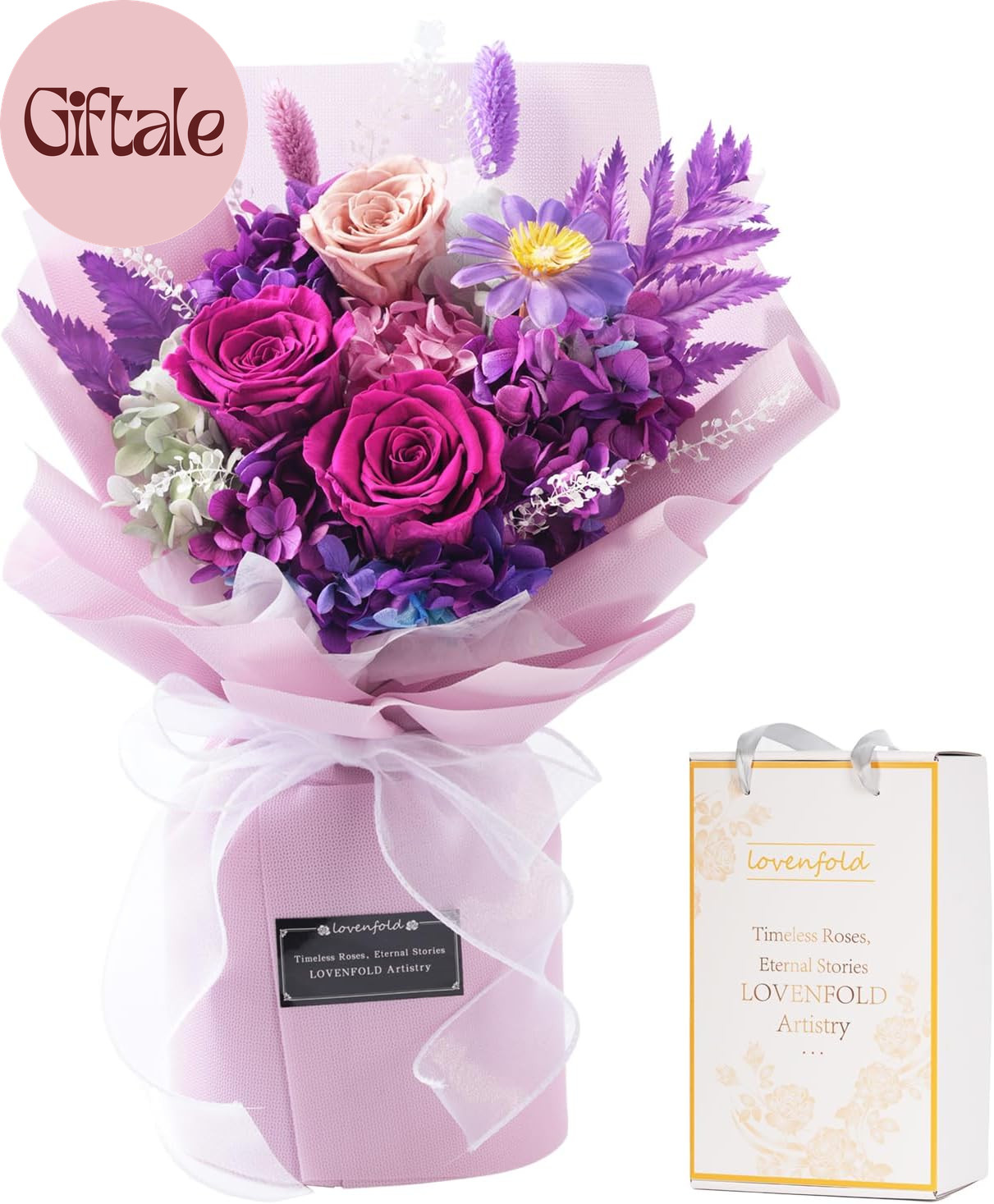 Preserved Flowers for Delivery, Purple Rose Bouquets That Last 1-3 Years, Birthd