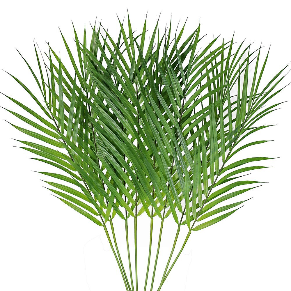 Artificial Areca Palm Leaves, 8 Pcs Faux Tropical Palm Tree Leaves Stems for …