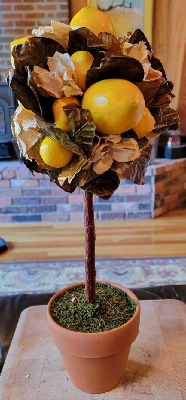 18″ Artificial Lemon Ball Topiary Tree W/Pot
