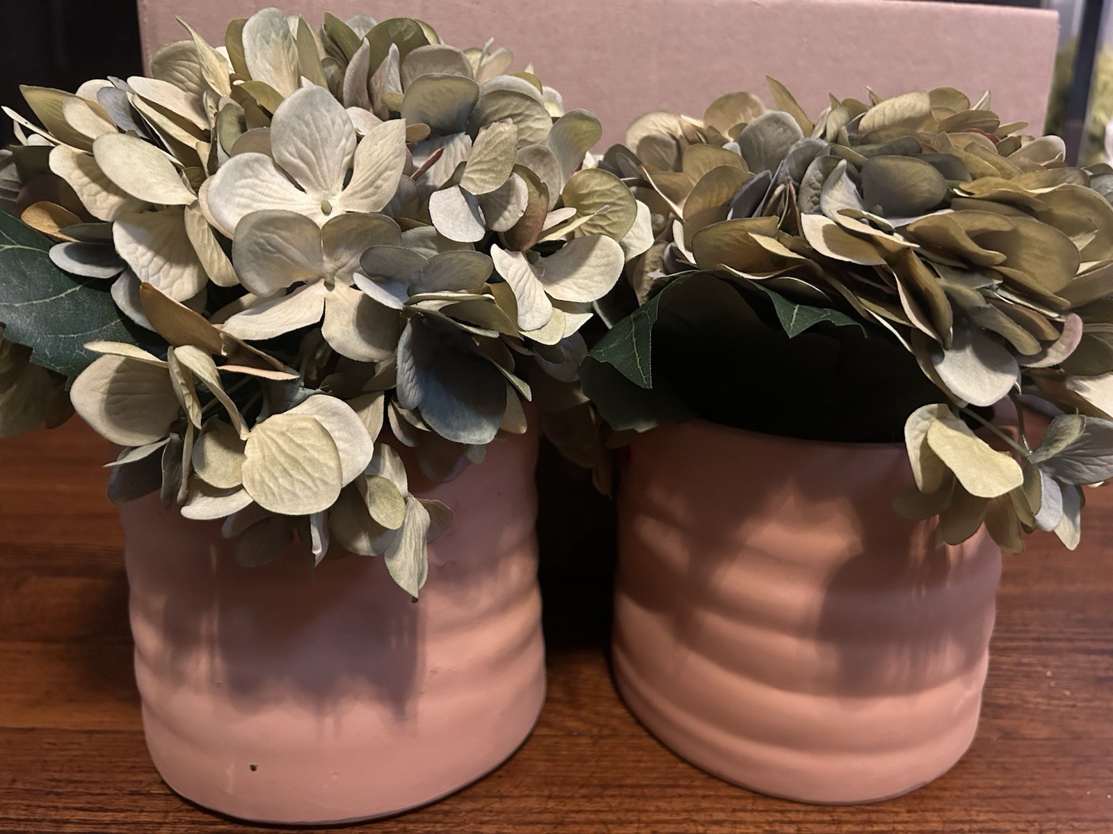 Allen Roth Artificial Hydrangeas Terra Cotta Clay Pots Planters Crumpled Look