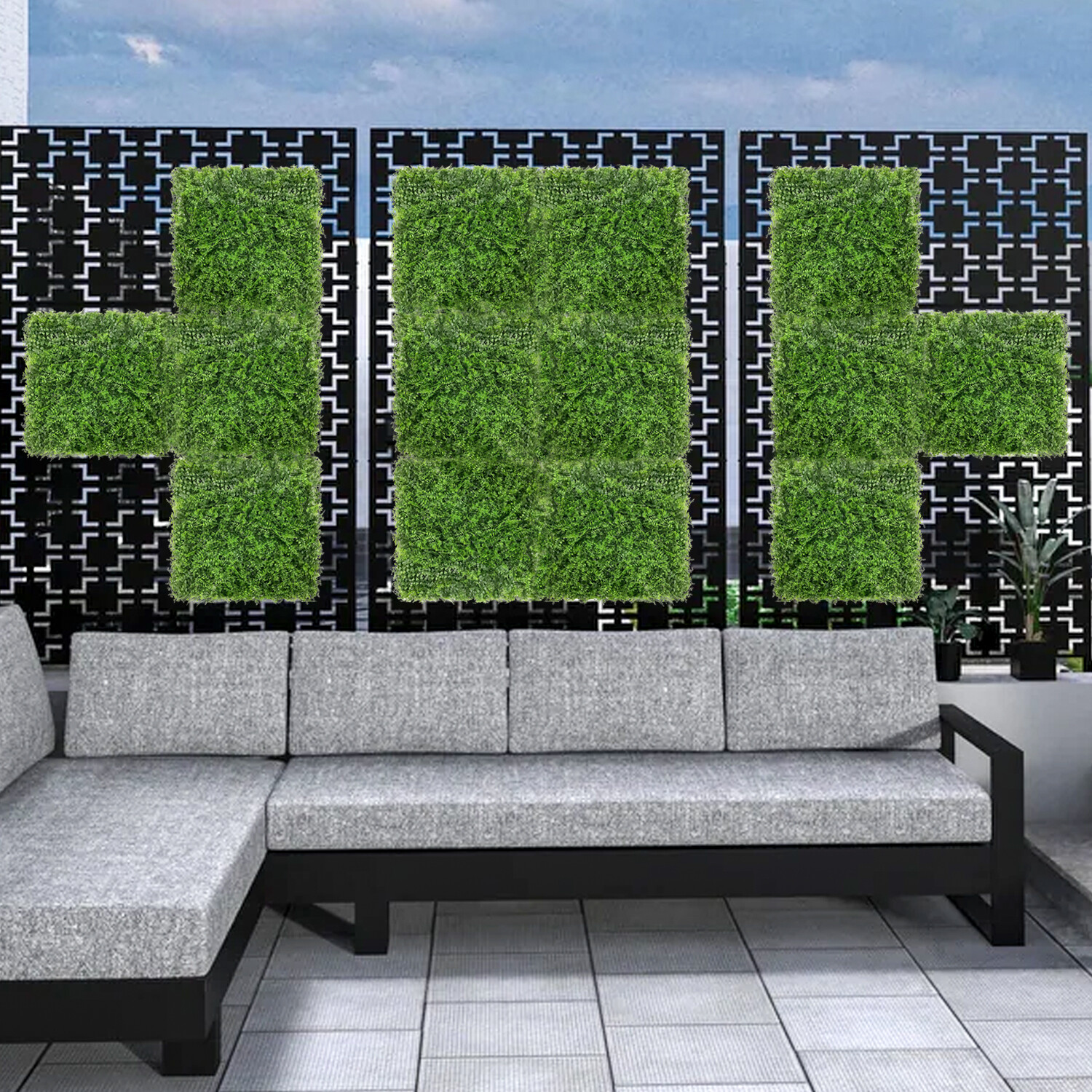 20″ Artificial Faux Fern Leaf Privacy Grass Mats Home Hedge Festival Decor