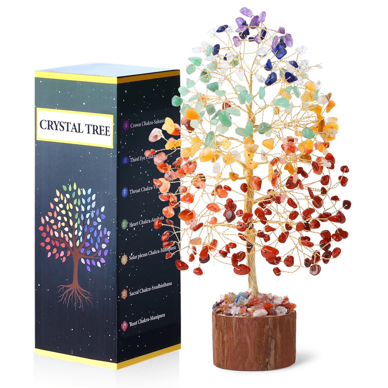 Crystal Tree of Life Gifts for 7 Chakra Healing Stone Decor
