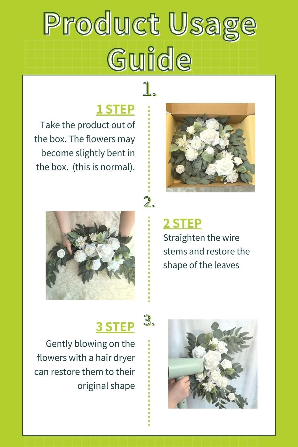 Wedding Sign Faux Flower Swag (Pack of 2) for Ceremony Party Reception Entran…