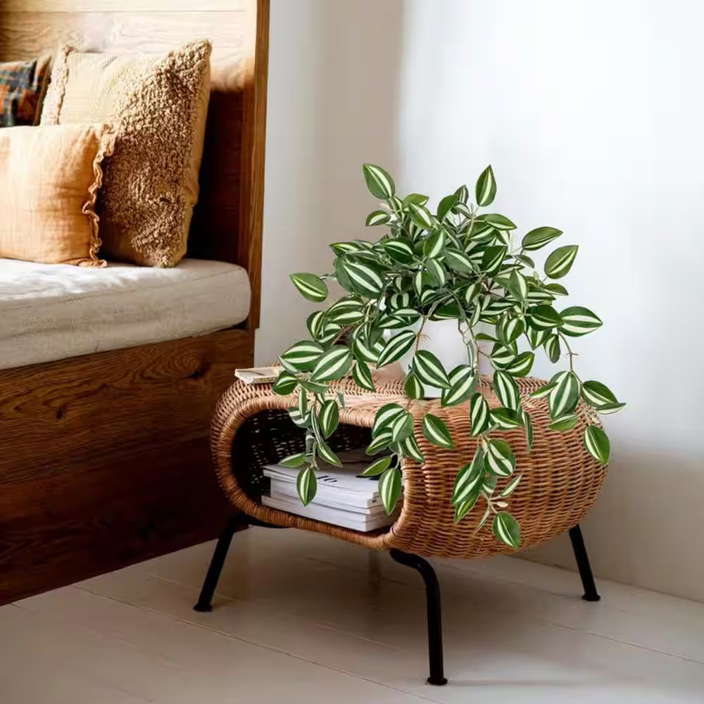 17.7 in .Fake Green Plants with White Pot