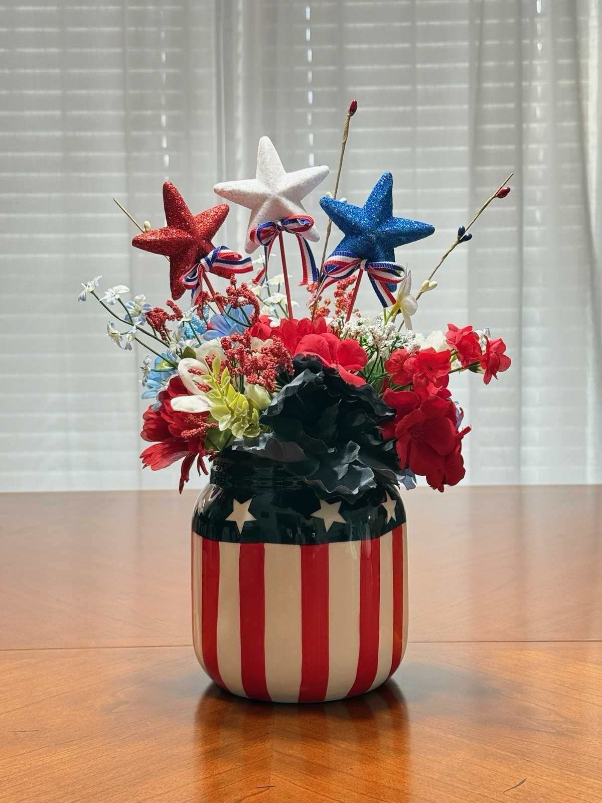 4th Of July Centerpiece Patriotic Table Arrangement Handmade Decor