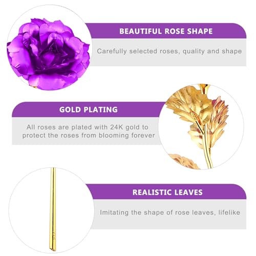 24K Golden Rose, Artificial Rose Flower Gifts for Her with Luxury Gift Box
