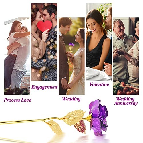 24K Golden Rose, Artificial Rose Flower Gifts for Her with Luxury Gift Box