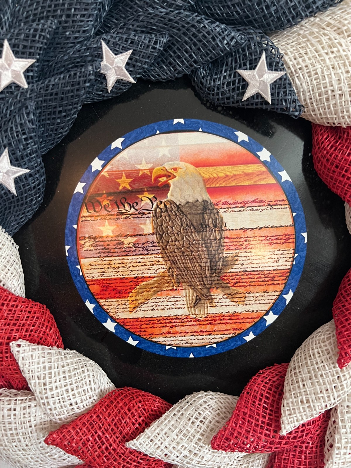 New Handmade American Flag Front Door Wreath Handmade in USA