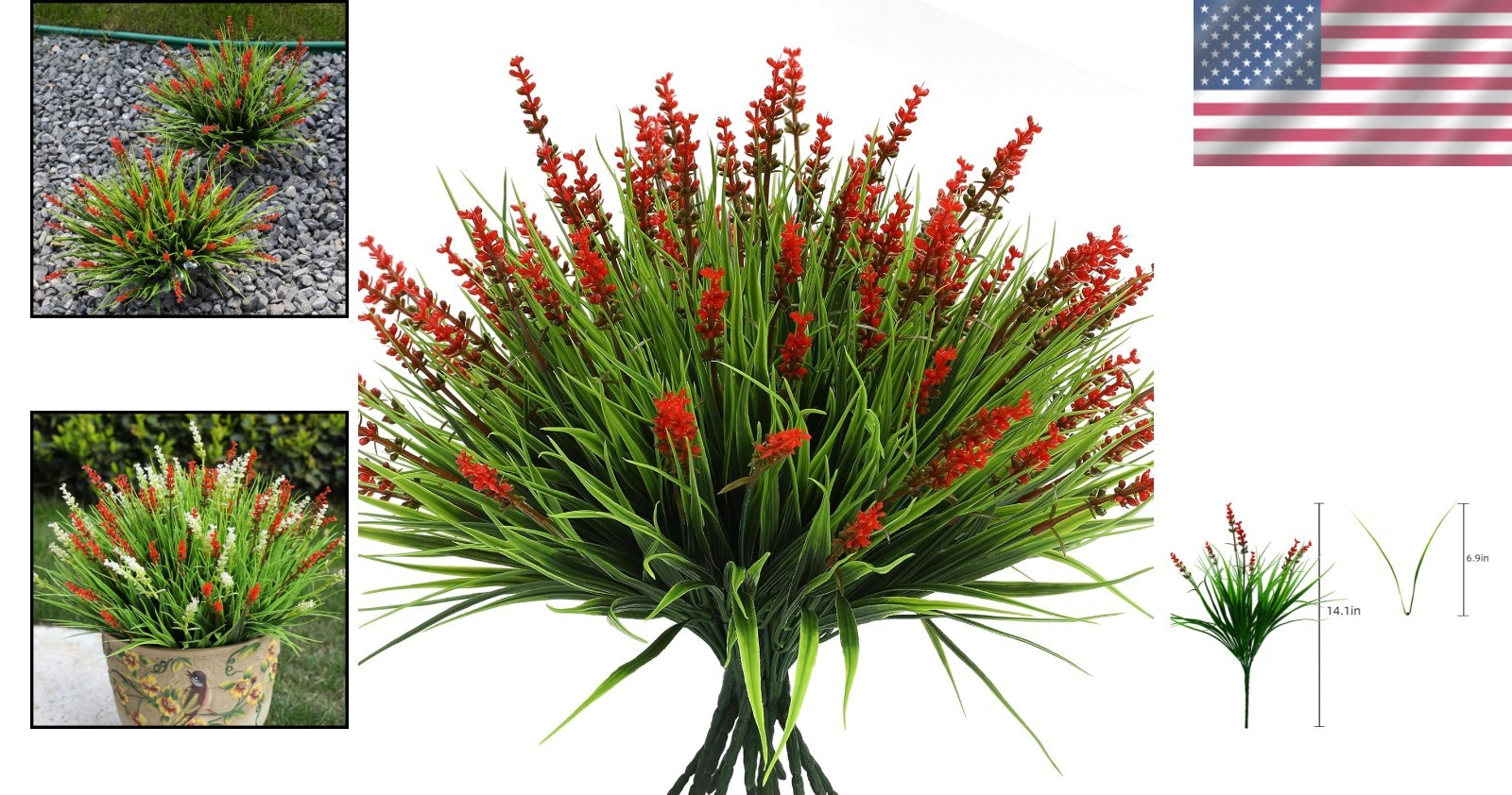 Stunning 12 Bundles of Artificial Red Flowers – Zero Maintenance Outdoor Decor