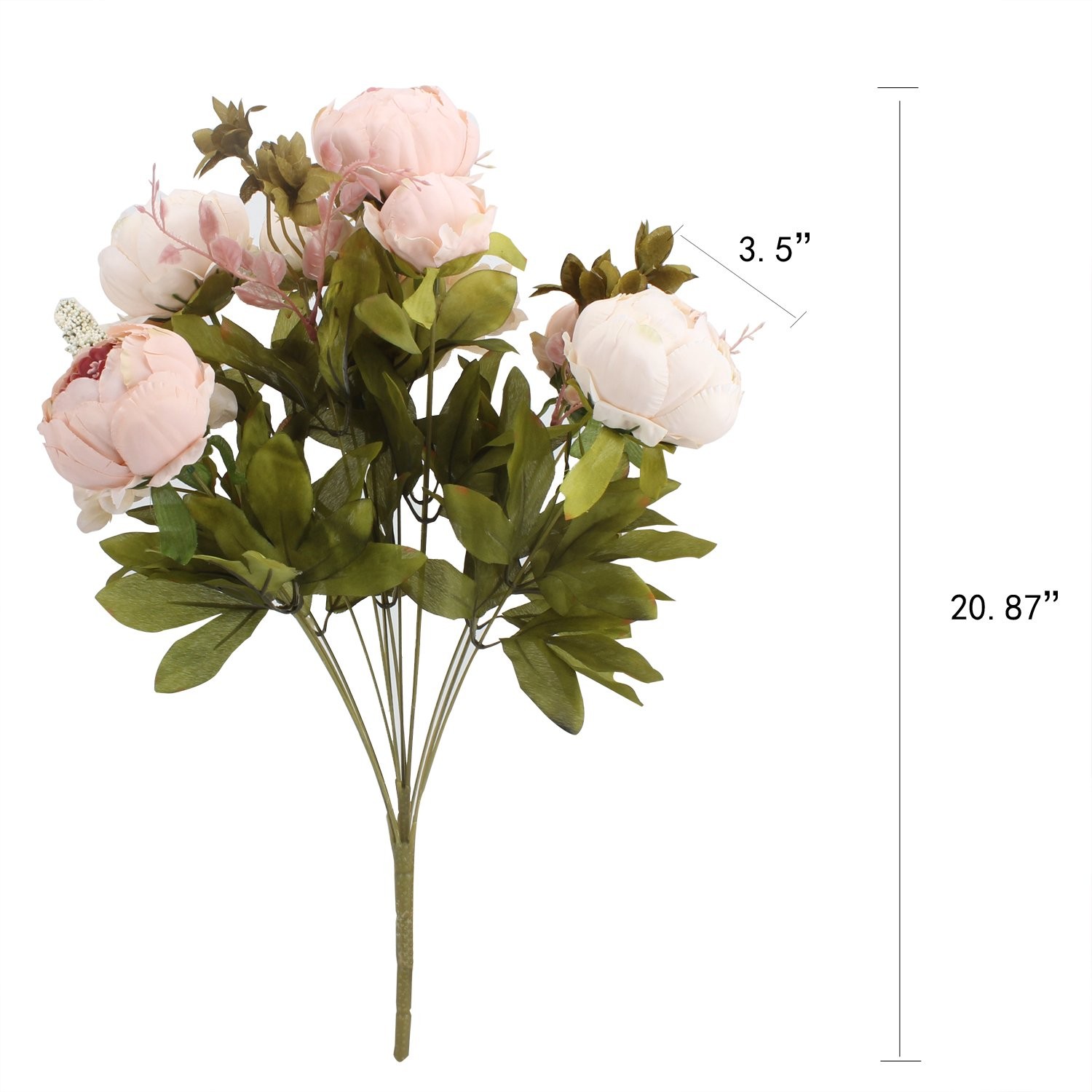 Artificial Peony Silk Flowers Wedding Bouquet Home Decor Blush Pink 13 Stems