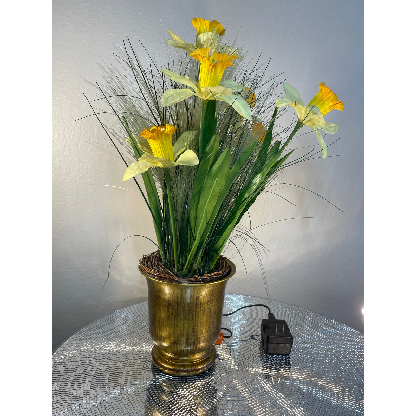 vintage optical fiber floral bouquet Yellow Daffodils