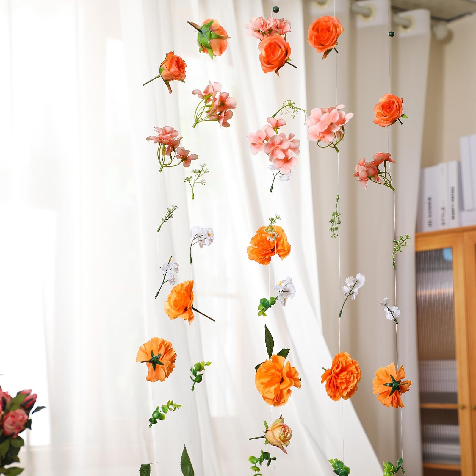 XunYee 6 Pcs 35.4 ft Flower 5.9 feet, Mainly White, Orange, Green, Yellow
