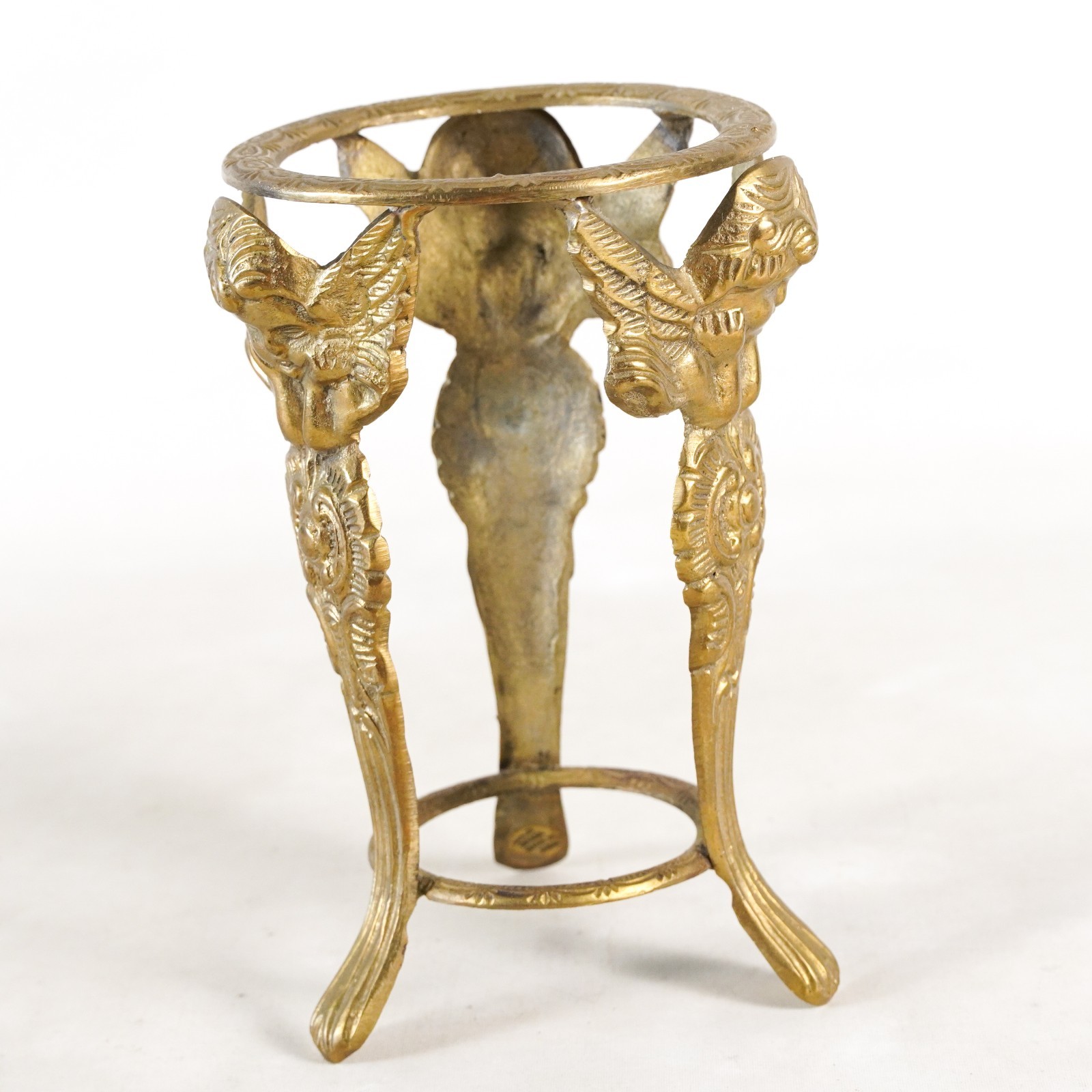 Cherub Angels Art Noveau Victorian Brass Plant Stand Candle Holder Home Decor