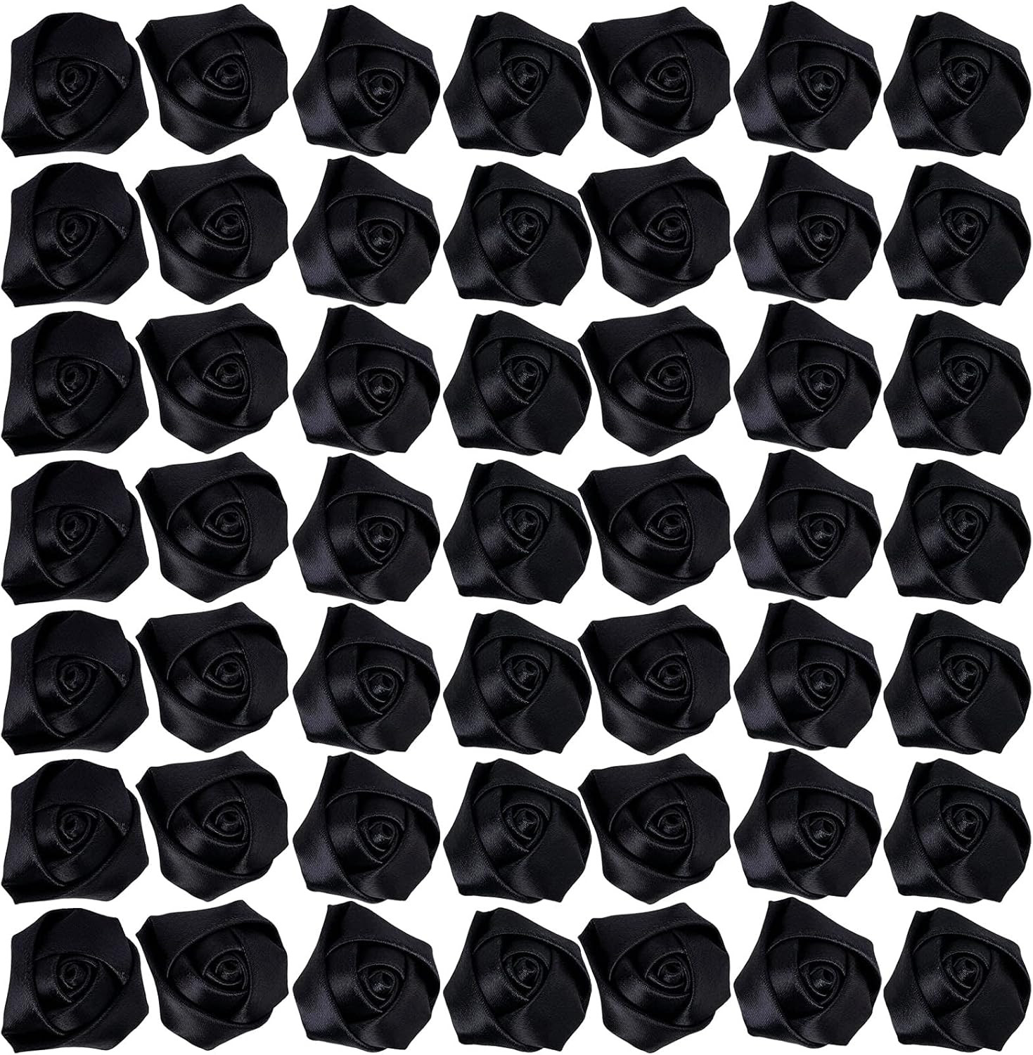 50Pcs Satin Ribbon Rose 4D Handmade Fabric Flowers 1.4″ for DIY Wedding Bouquet