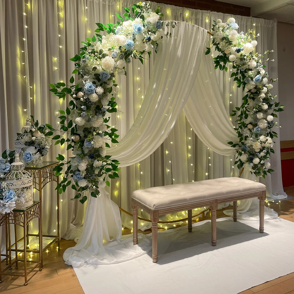 100cm Luxury White Rose Artificial Flower Row Wedding Table Centerpiece Flowers