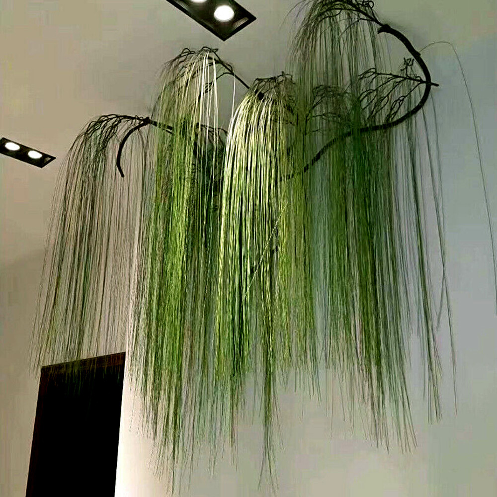 5X Artificial Plastic Grass Leaves Simulation Fake Plant Wall Hanging Home Decor