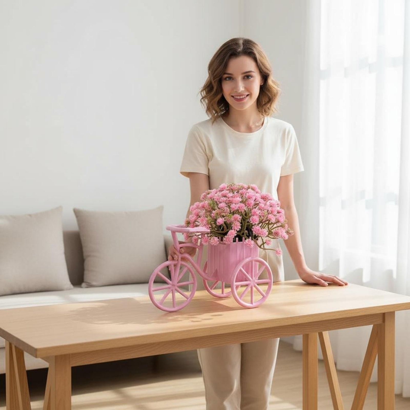 Artificial Flower Three-Wheeled Flower Display Desktop Display Mini